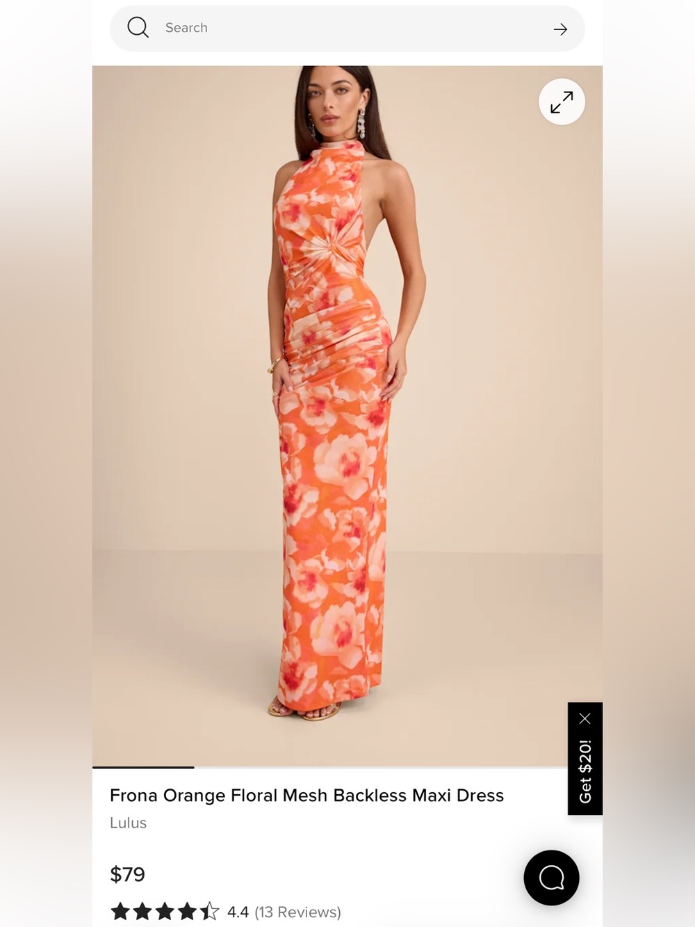Frona Orange Floral Mesh Maxi Dress